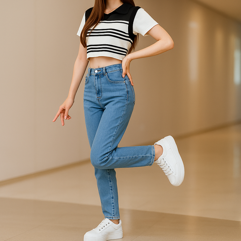 Llevá 3 Pagá 2] Jean Femenino Antolena Skinny de Tiro Alto y Caída a Medida (¡Corte moderno y delicado!)