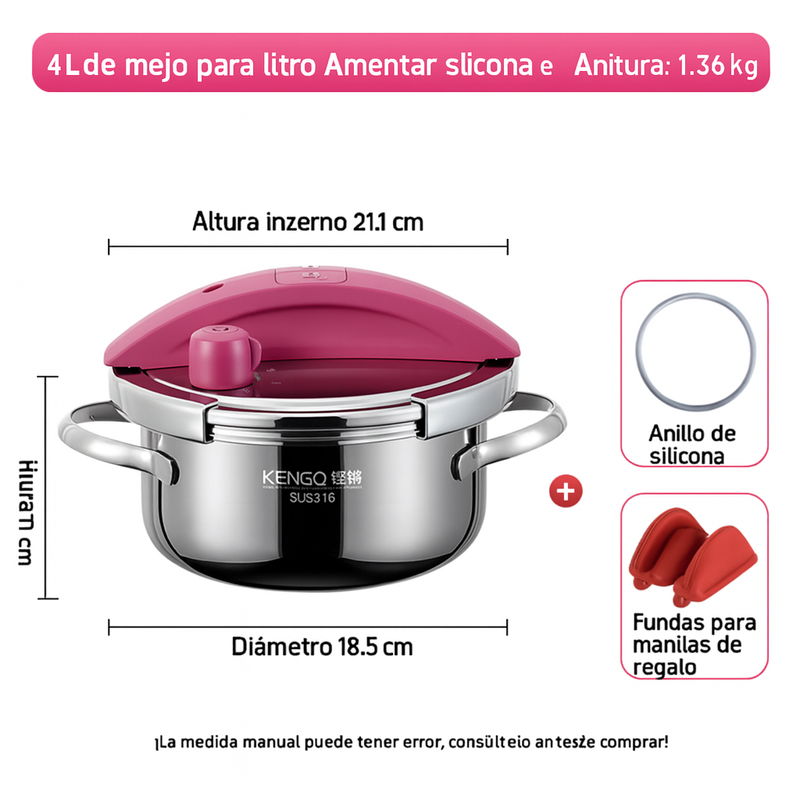 [Llevá 2 Pagá 1] Olla a Presión 2 en 1 con Triple Capa de Acero Inoxidable Antiadherente y Tapa de Vidrio +REGALO: Juego de Utensilios de Cocina