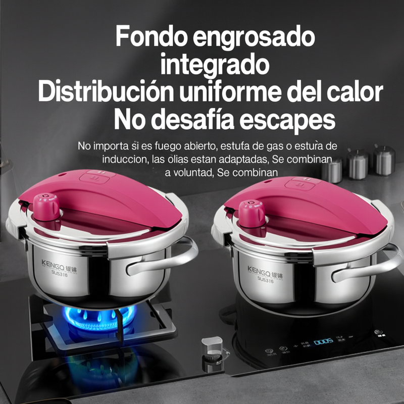 [Llevá 2 Pagá 1] Olla a Presión 2 en 1 con Triple Capa de Acero Inoxidable Antiadherente y Tapa de Vidrio +REGALO: Juego de Utensilios de Cocina