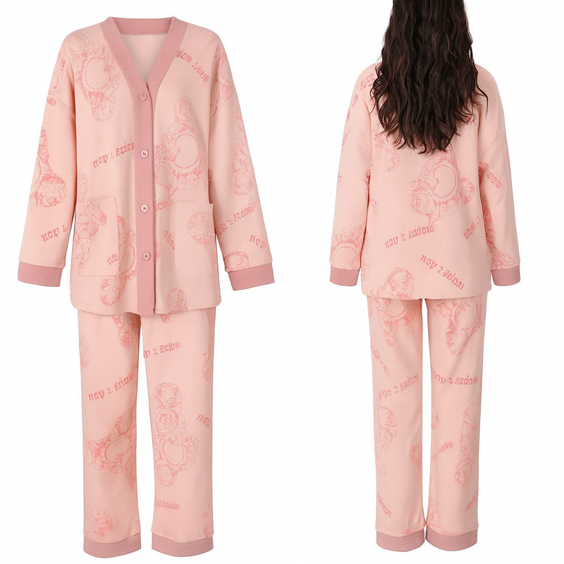 [Llevá 3 Pagá 2] Pijama Femenino Celina en Algodón y Poliéster (¡Noches Perfectas de Sueño!) + Pantufas de Regalo