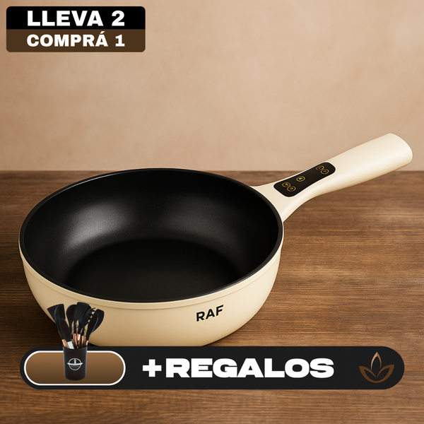 [Llevá 2 Pagá 1] Sartén Eléctrica Multifuncional Antiadherente con Calentamiento Rápido y Regulación de Temperatura +REGALO: Kit de Utensilios
