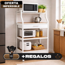 Organizador Multifuncional de Cocina de 5 Niveles en Acero Inoxidable y Madera +REGALO: Kit de Utensilios de Cocina