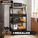 Organizador Multifuncional de Cocina de 5 Niveles en Acero Inoxidable y Madera +REGALO: Kit de Utensilios de Cocina
