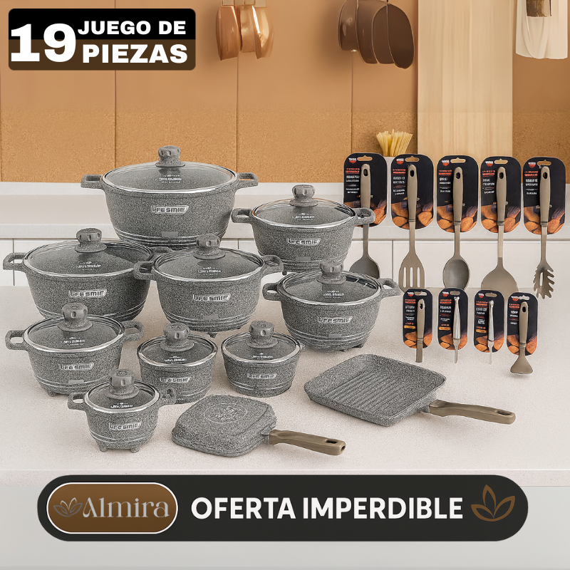 Conjunto de Ollas de Cerámica 19 Piezas Antiadherentes [ÚLTIMAS UNIDADES]