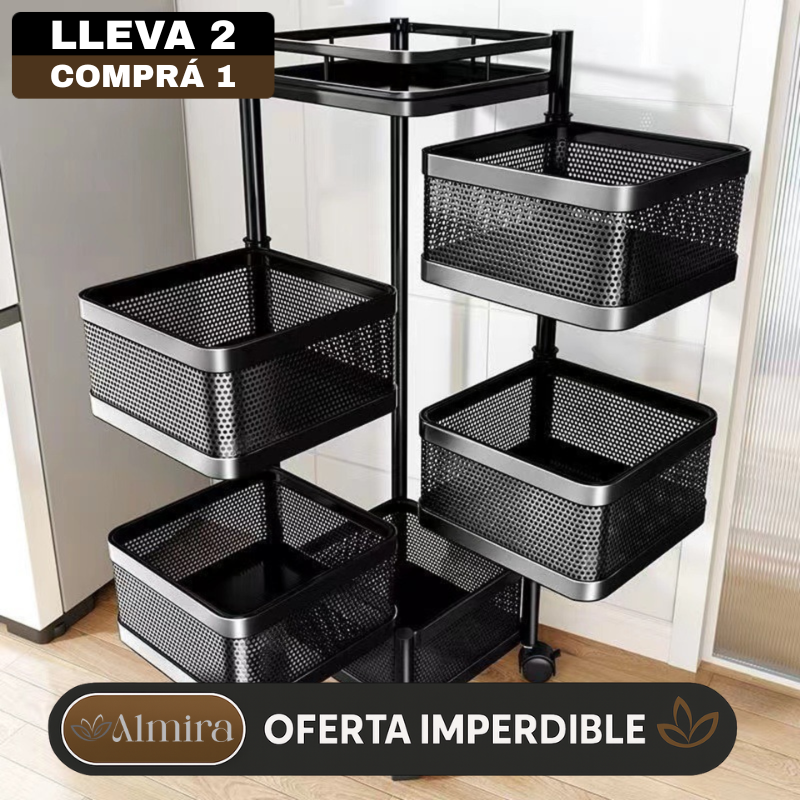 [Llevá 2 Pagá 1] Organizador Vertical con Canastos Metálicos (Organización, Estilo y Movilidad en un Solo Producto!)