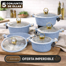 Juego de 5 Ollas de Cerámica Antiadherente con Triple Revestimiento (¡Cociná más rápido y con mucho menos desorden!)