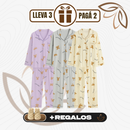 [Llevá 3 Pagá 2] Pijamas Femeninos en Seda Hielo y Algodón + REGALO: Par de Pantuflas