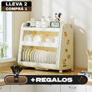 [Llevá 2 Pagá 1] Organizador de Platos MyLife en Acero Inoxidable con Vidrio Templado y Divisiones Inteligentes +REGALO: Kit de Utensilios de Cocina